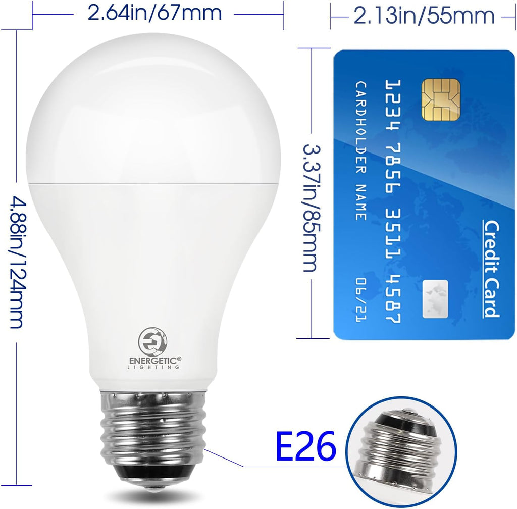 Energetic 3-Way A21 LED Light Bulb 50/100/150W Eq, 5000K Daylight, 4-Pack