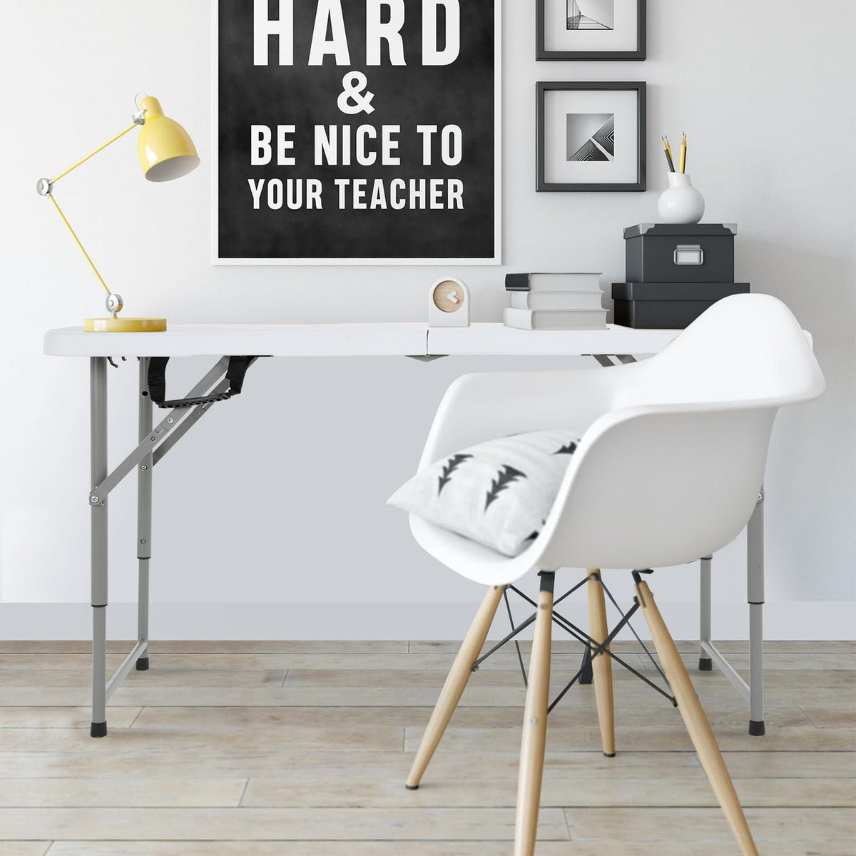 4FT Folding Table | White | Portable Plastic Table