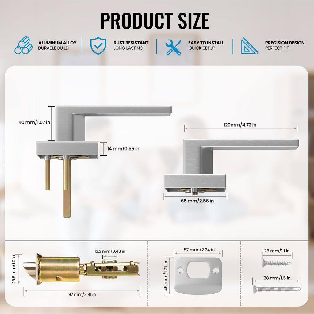 10 Pack Interior Passage Door Levers Keyless Handles Satin Nickel