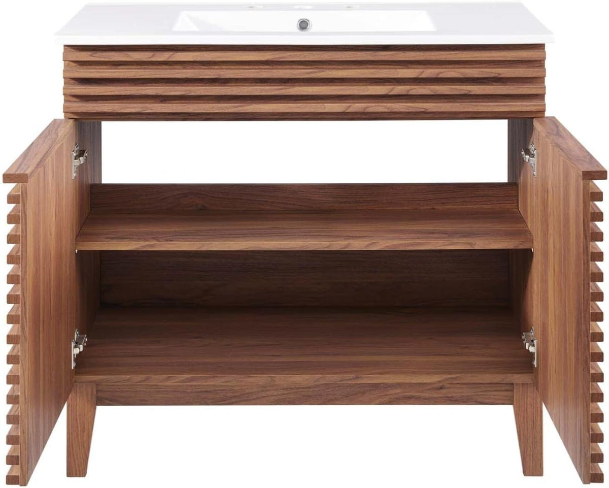 Render 36" Bathroom Vanity in Walnut White