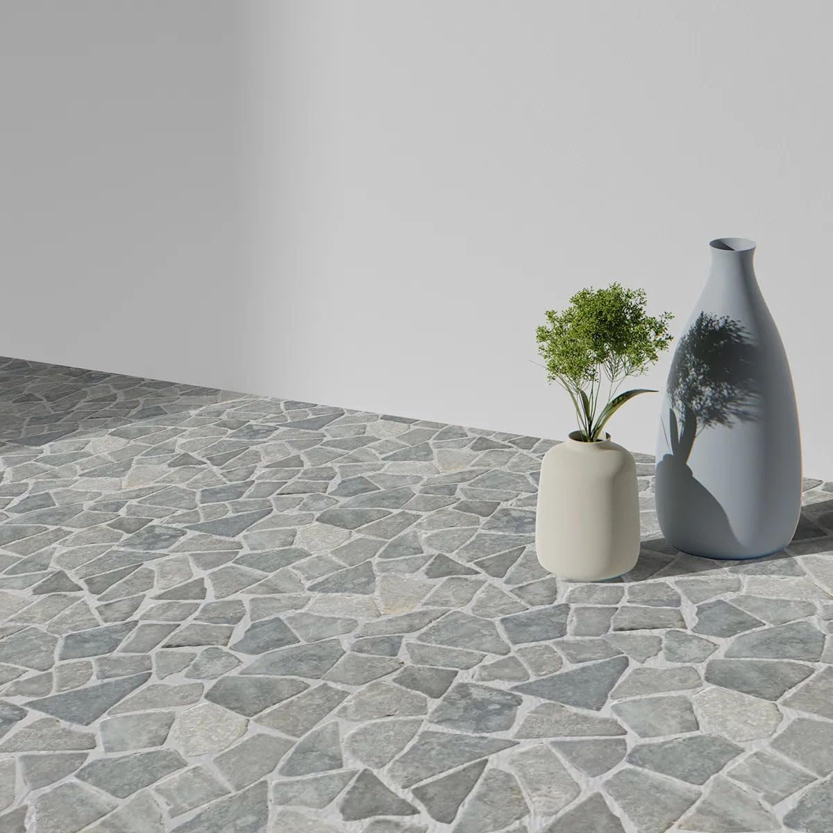 Ash Grey Random Mosaic, Tumbled Stone Back Splash Tiles Walls, Shower and Bathroom Floors, and Outdoor Areas (11.4" X
