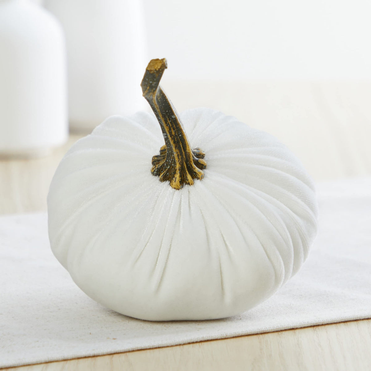 Set of 4, small velvet pumpkins, taupe decor, neutral bowl filler, year round mantel decor, autumn cozy gift for