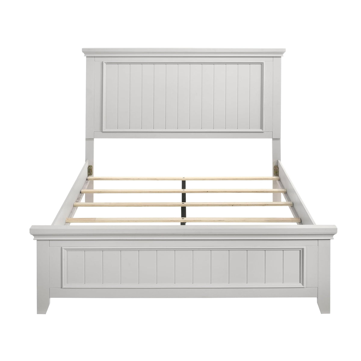 Farmhouse Style Full Size Panel Bed Classic White Wooden Bed Frame