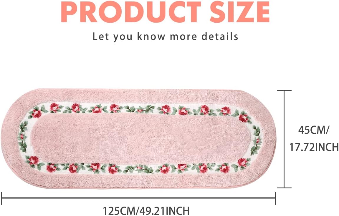 Rose Floral Area Rugs Ultra Soft Low Pile Shag Rug, Non Slip Washable Modern Floor Mat Pad Bedroom Bathroom Dorm
