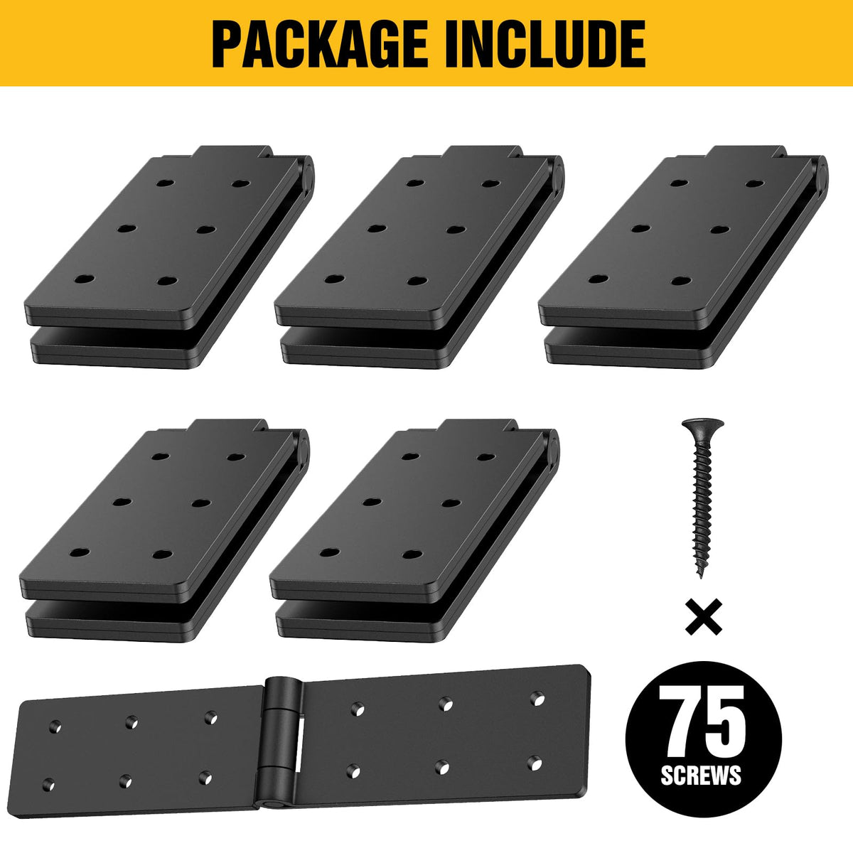 Fence Gate Hinge Heavy Duty 6Pack, 270 Degree Barn Door Hardware Kit for Gates, Double Layer Design, Adjustable Outdoor