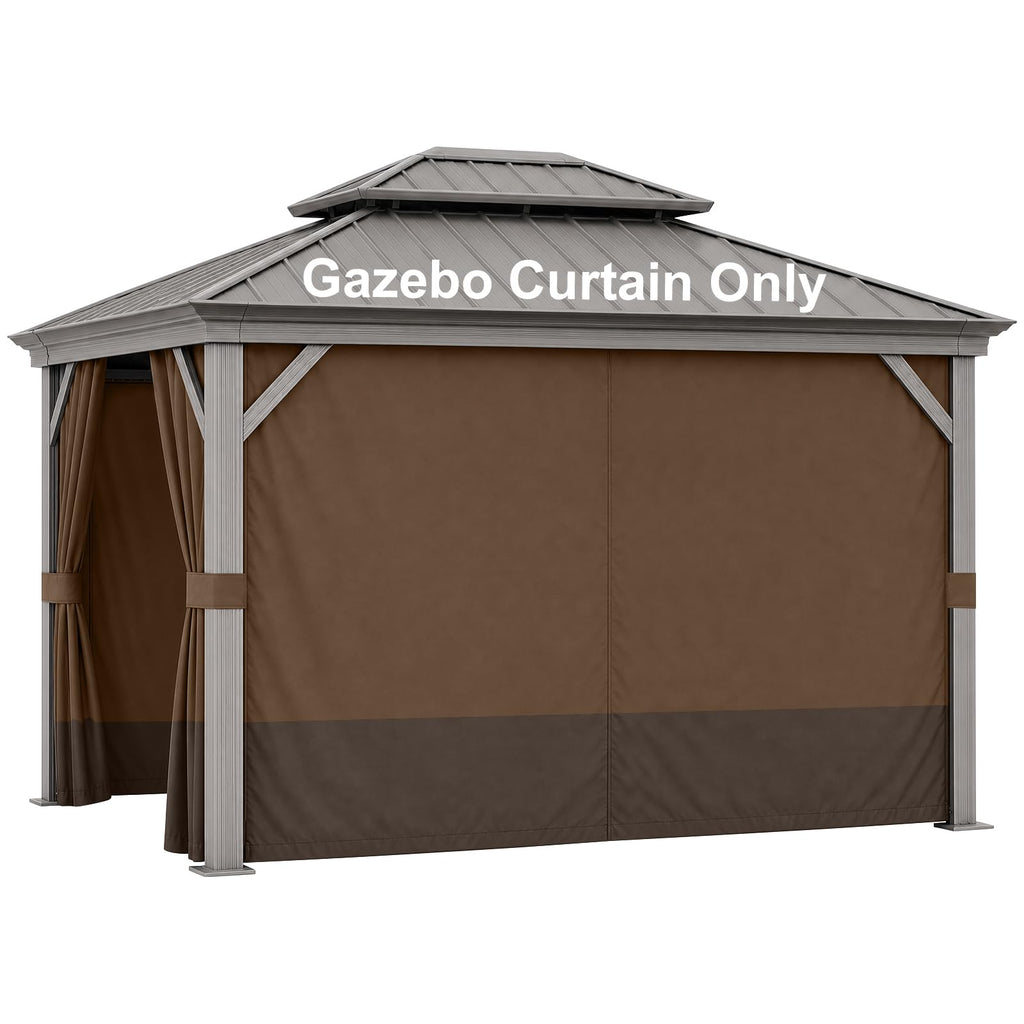 12'x12' Gazebo Privacy Curtain Replacement, Universal 4-Panel Sidewall