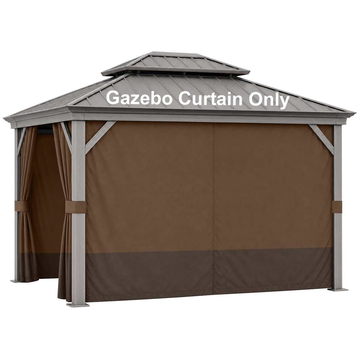 12'x12' Gazebo Privacy Curtain Replacement, Universal 4-Panel Sidewall