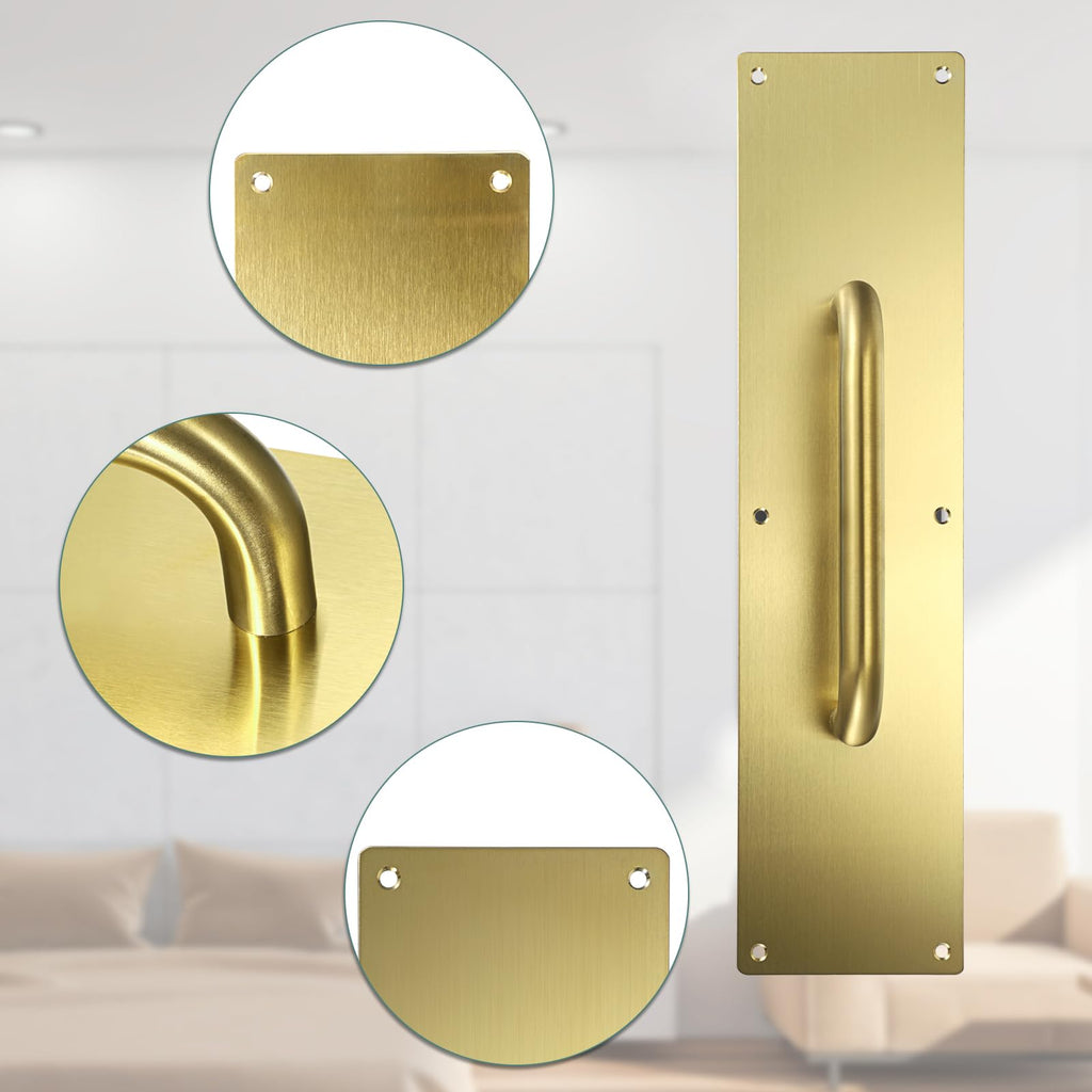 1 Set 16" Stainess Steel Door Handle Pull Push Plate Handles,Gold