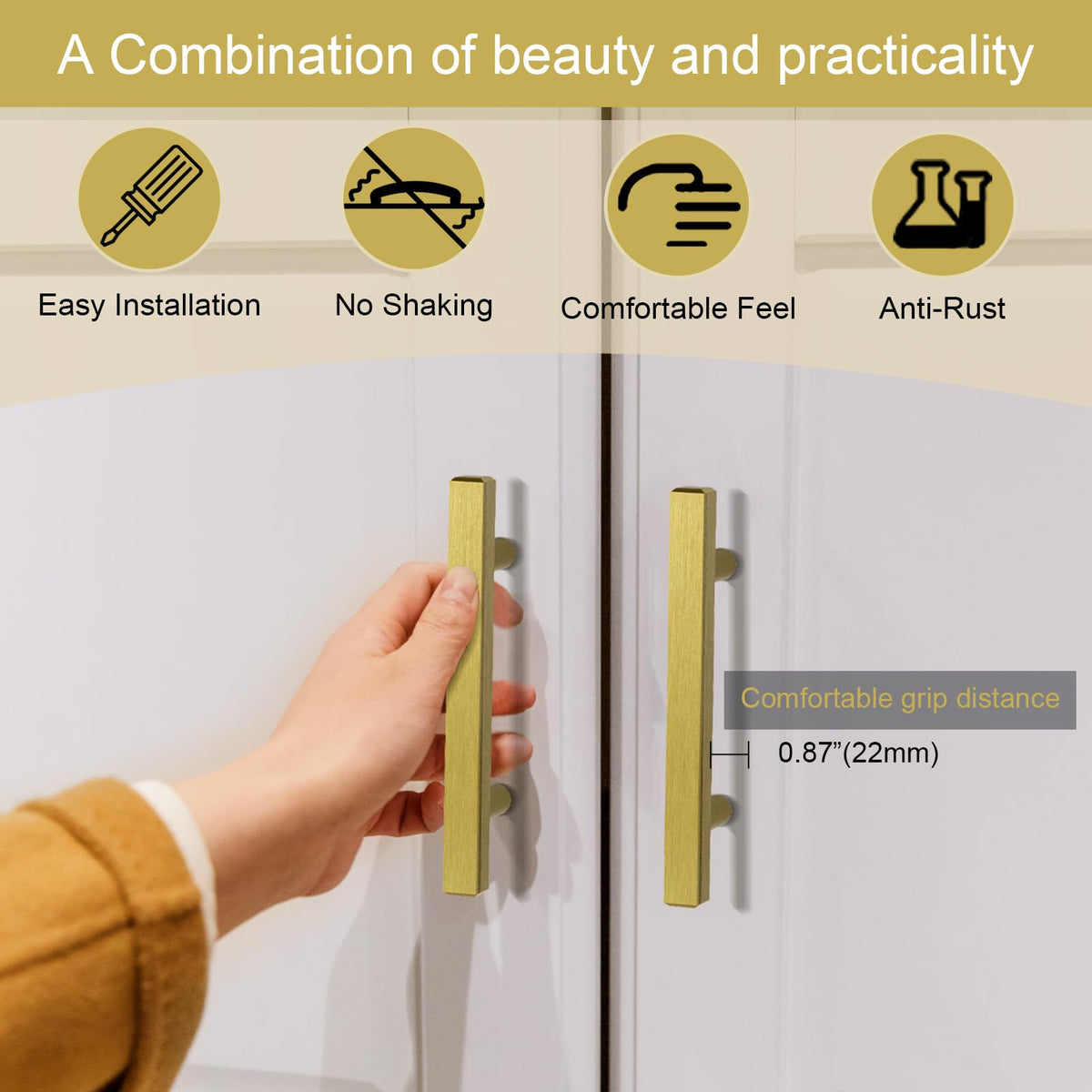30 Pack Brushed Brass Kitchen Cabinet Handles 5" Length Drawer Pulls