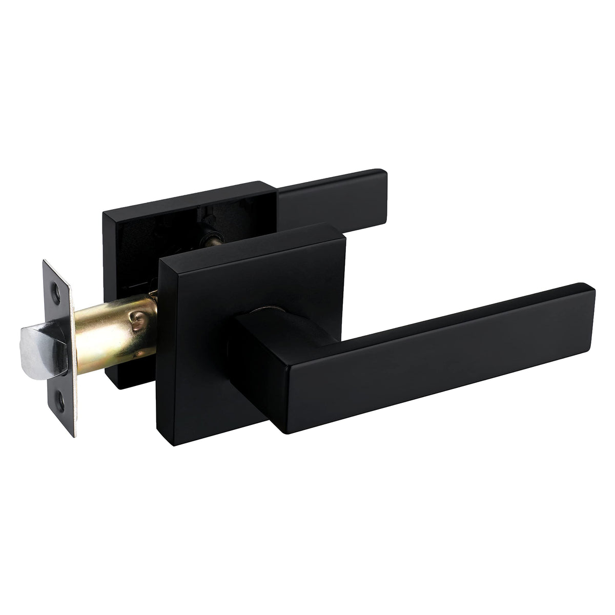 Solid Door Lever Handle Matte Black Finish