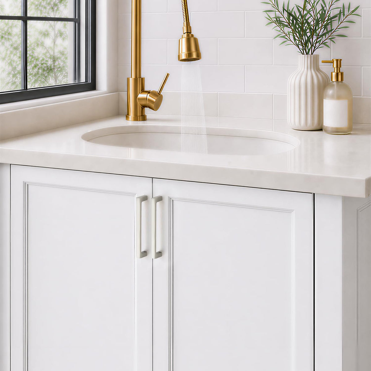 Brushed Nickel Kitchen Cabinet Solid Handles,5 Inch,5 Pack