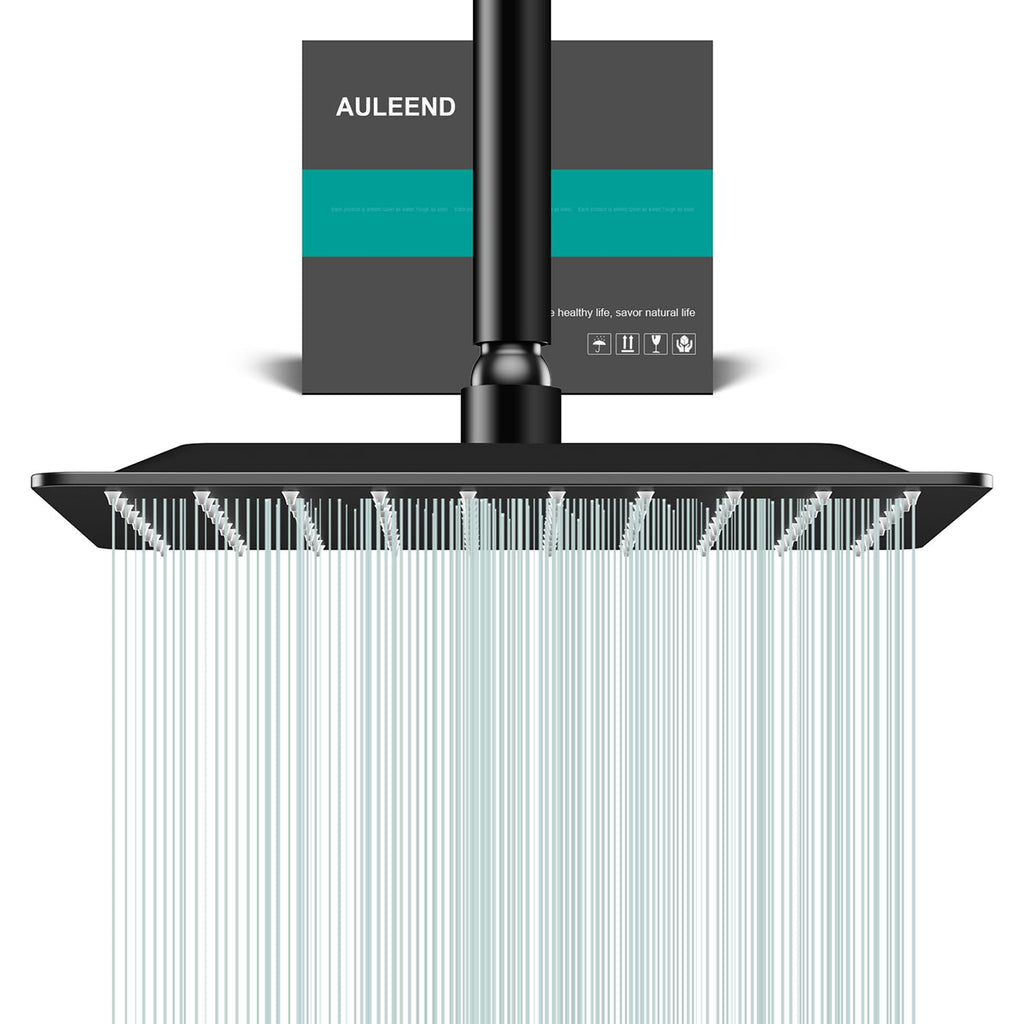 Square Rain Shower Head, High Flow Stainless Steel,Work with any decorative style,All Metal Rainfall Shower Head