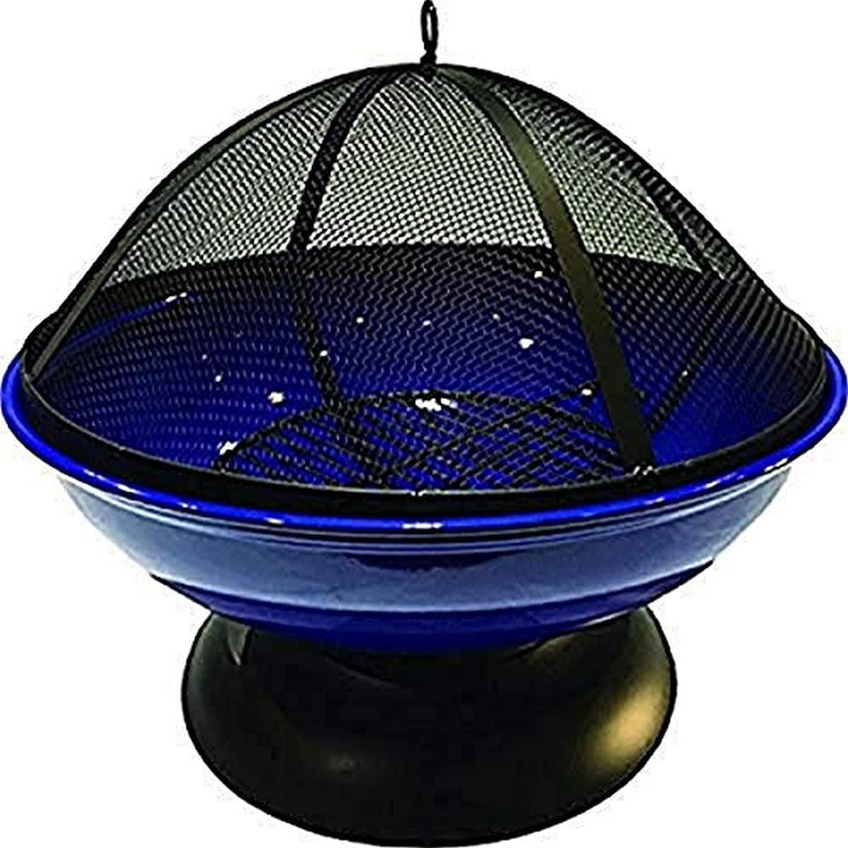 Blue Enameled Fire Bowl/Pit Sphere, Powder Coated Steel