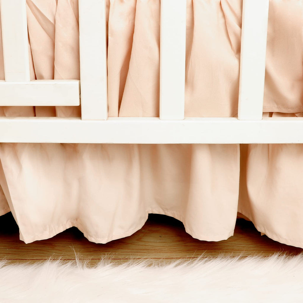 4-Piece Crib Bedding Set for Girls, Boho Baby Girl Bedding Set with Crib Skirt, Baby Quilt, Crib Sheet and Diaper