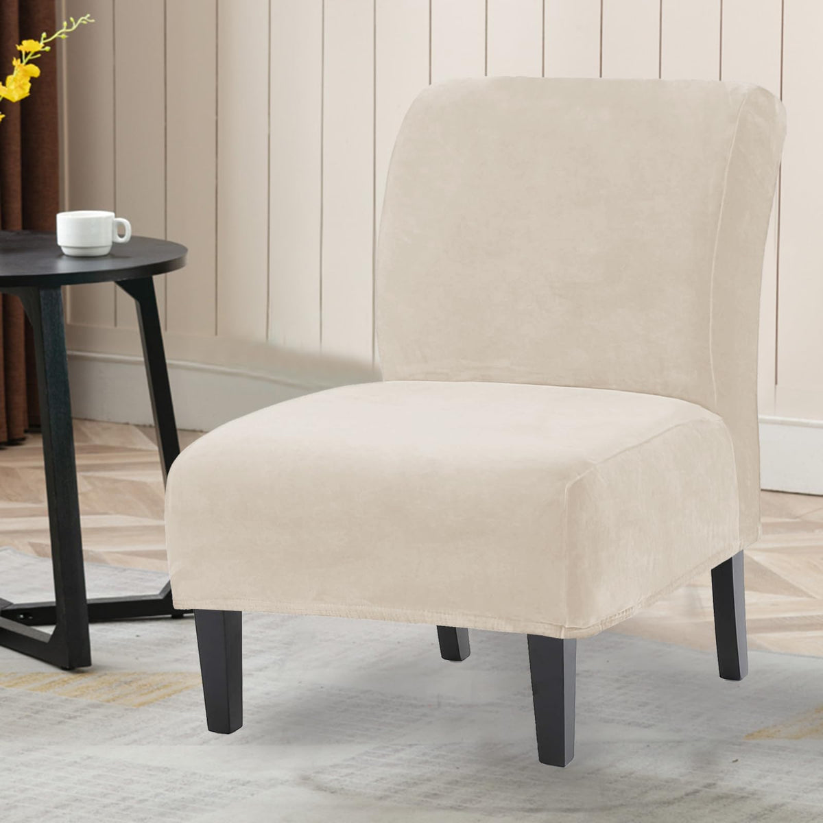 Armless Accent Chair Slipcovers, Thick Slipper Accent Chair Covers Hotel Oversized Big Chairs, Removable Furniture