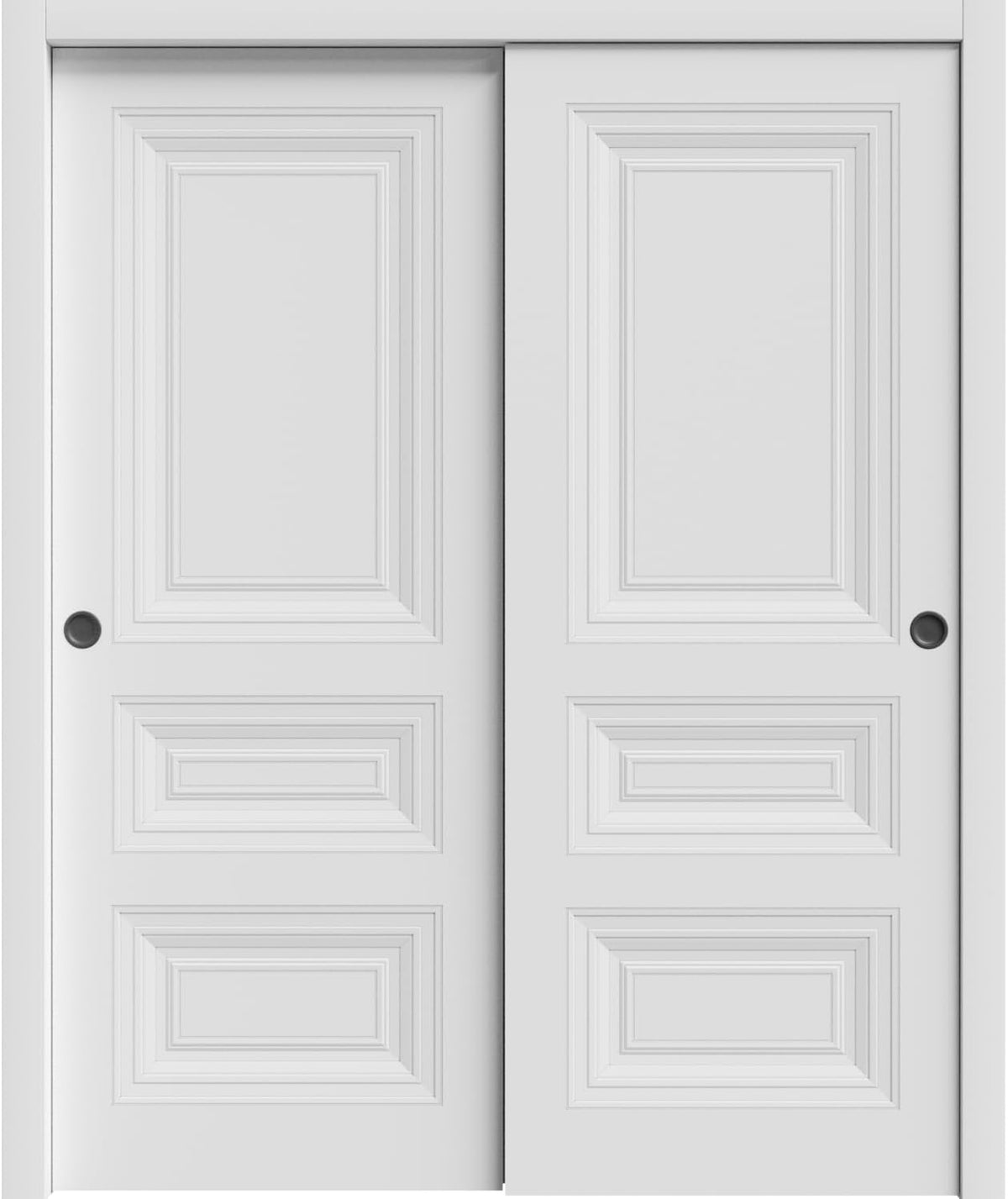 Sliding Closet Bypass Doors 60 x 96 inches | Base 7233 White | Rails Hardware Set | Wood Solid Bedroom Wardrobe Doors