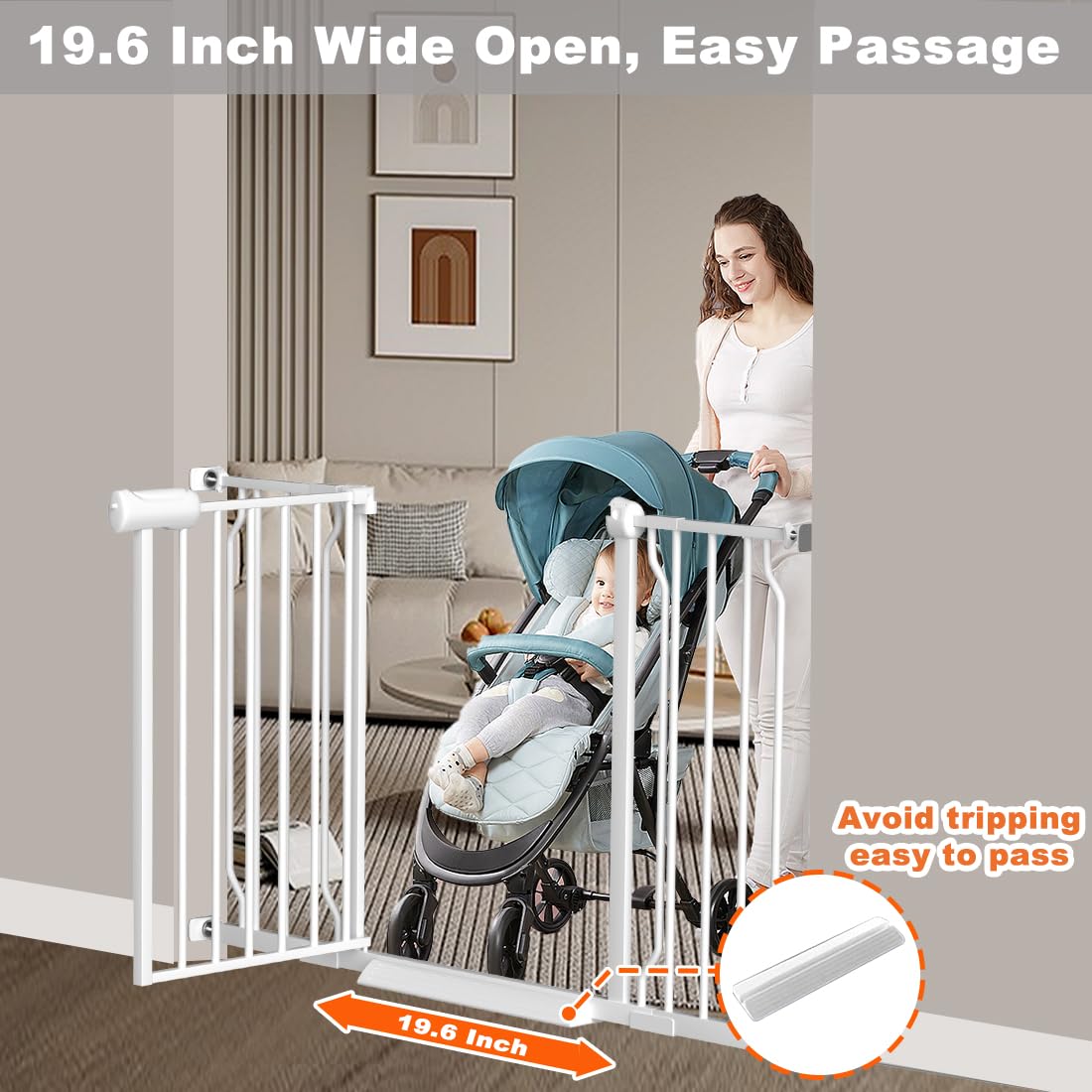 76.3-81.1 Inch Extra Wide Baby Gate for Doorway Pressure Mounted