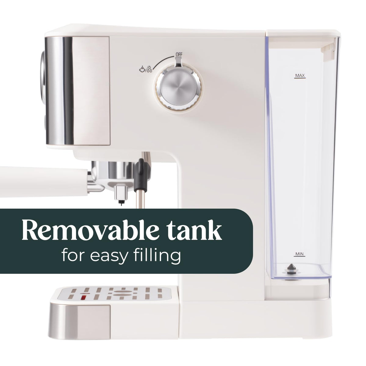 White Espresso Machine with Milk Frother & Pressure Gauge