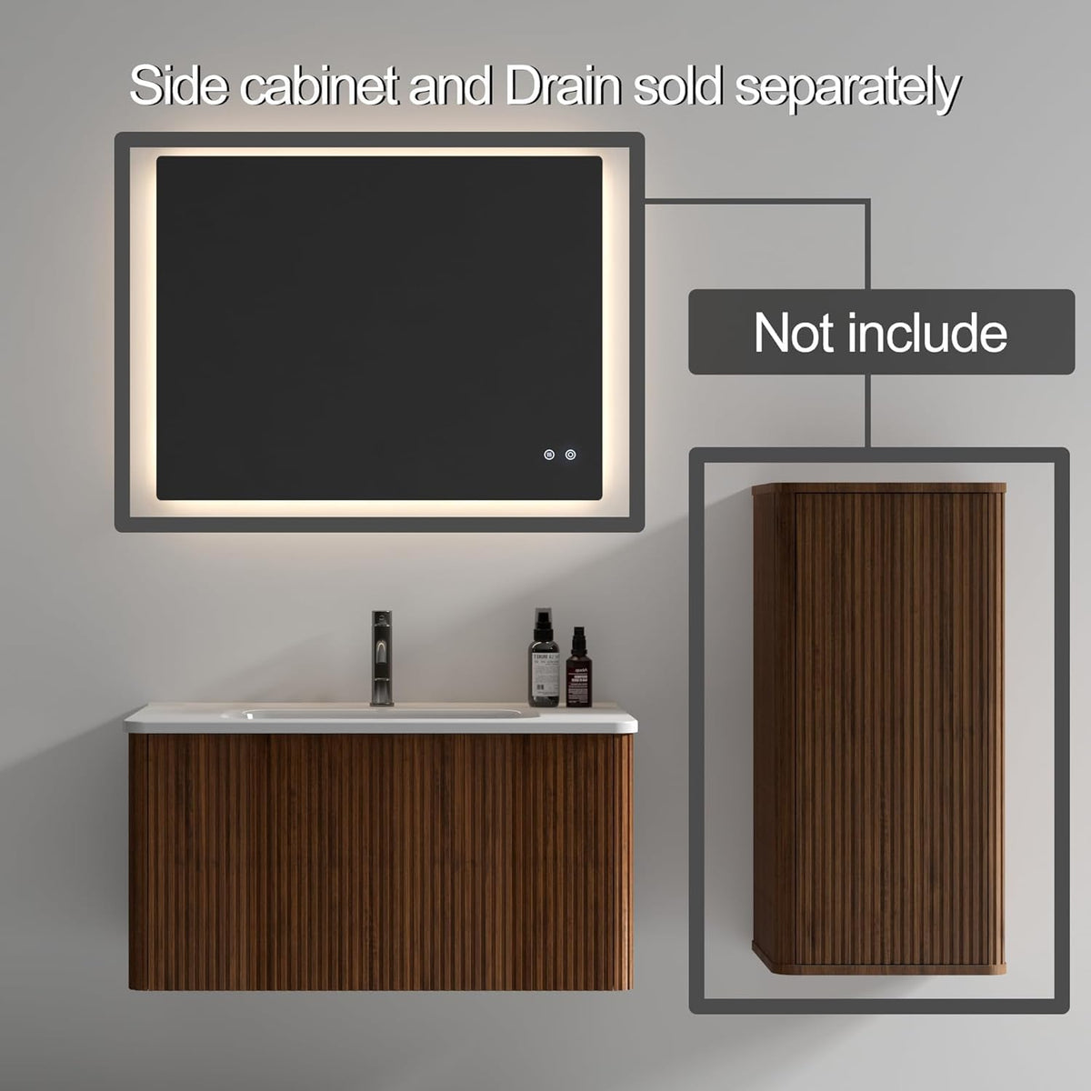 30" Wall-Mounted Floating Bathroom Vanity with Sink, Large Storage Cabinet, One-Piece Basin with Overflow, Modern Brown Walnut