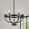 Six-Light Black Candle Chandelier for Dining Rooms, Farmhouse Style
