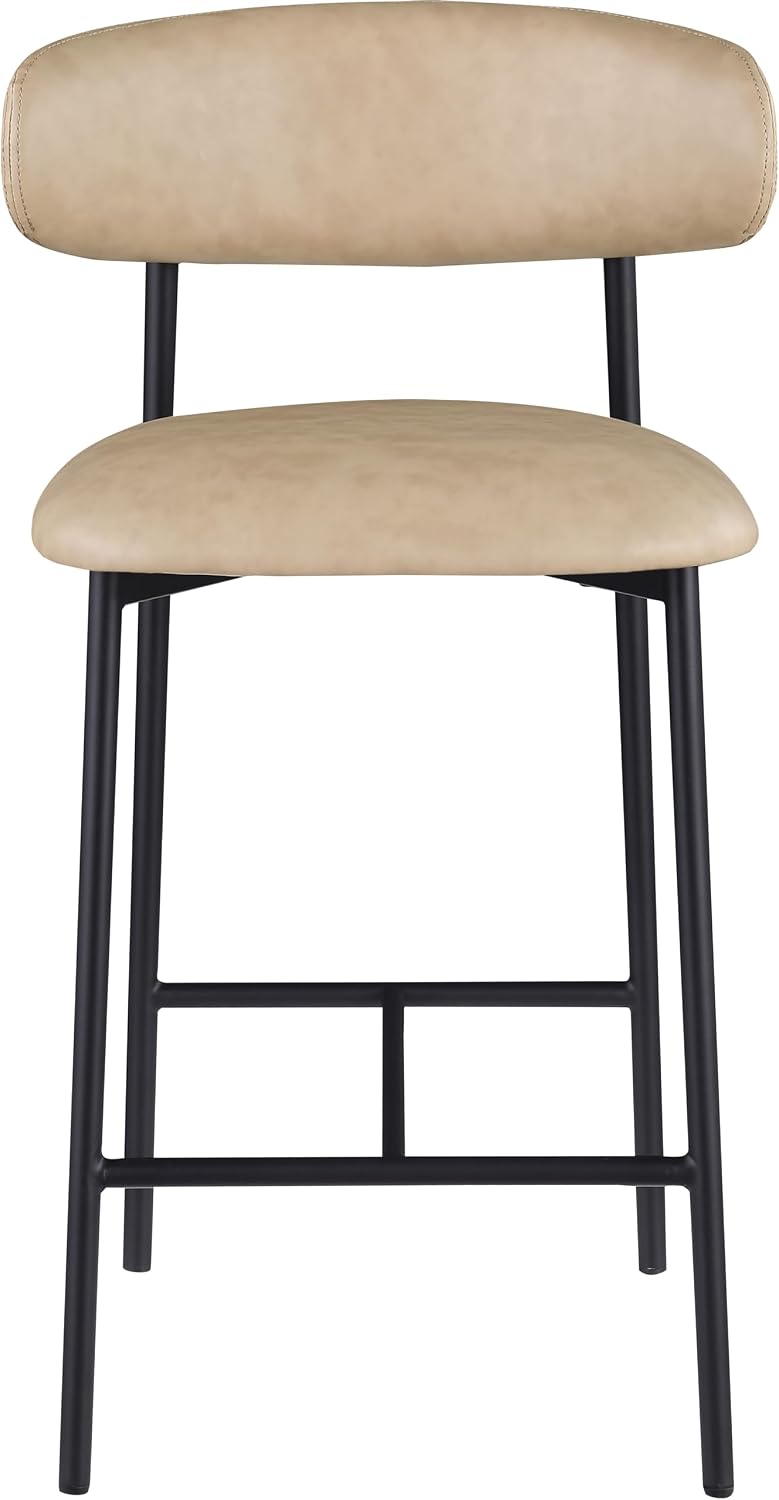 996Tan-C Lupita Collection Modern | Contemporary Counter Stool with Soft Tan Vegan Leather, Matte Black Metal Frame