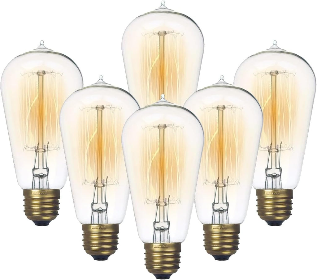 Edison Light Bulb 60 Watt Dimmable ST58 Vintage Warm Bulb