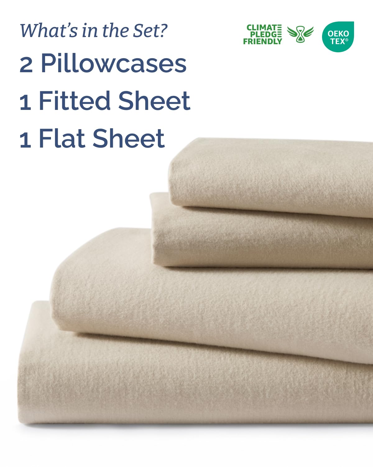 Cotton Flannel Bed Sheet Set - 100% Cotton Flannel Sheets - Cream