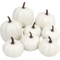 Pumpkin Decor - White Artificial Pumpkins - 8 PCS Foam Pumpkin Set