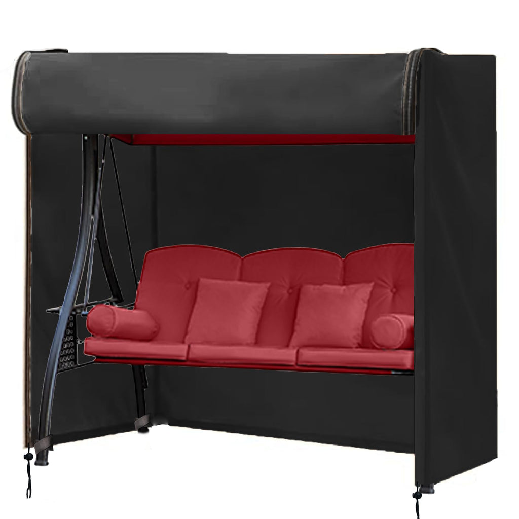 Outdoor Swing Cover 3 Seater, 87'' (L) x 49''(W) x 67''(H), Black