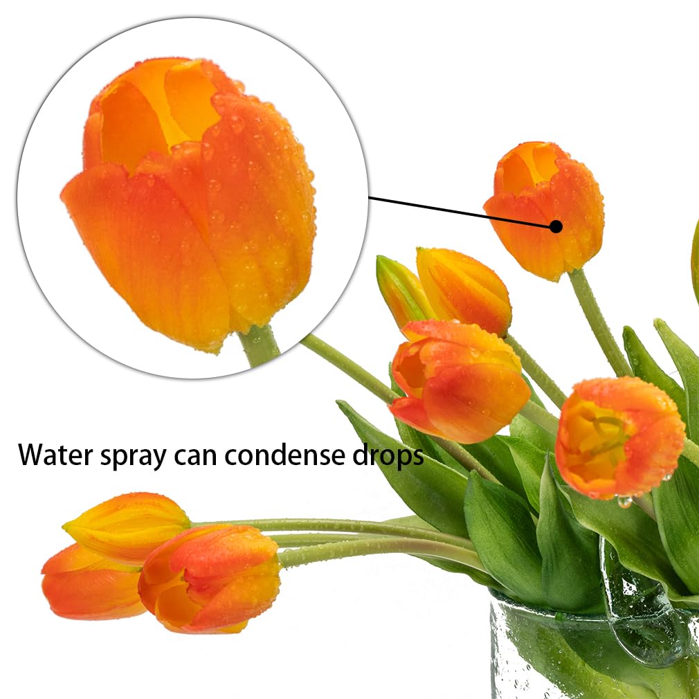 15Pcs Artificial Tulips Flowers, Soft Touch Realistic Latex Tulip Bouquet Wedding Party Garden Decor, Fake Flowers