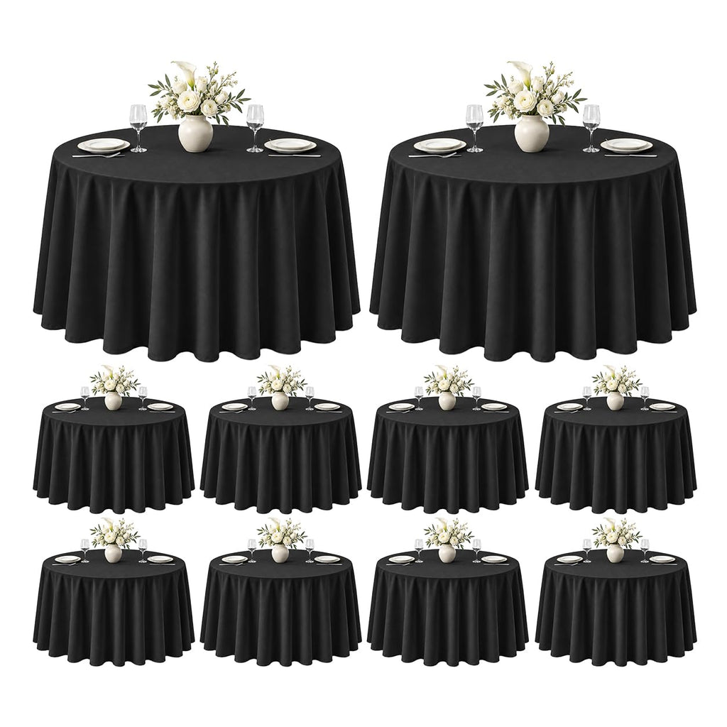 Classic Series 10 Pack 70inch Round Polyester Table Cloth, Black