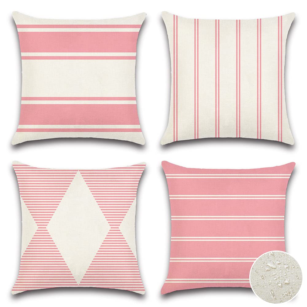 Outdoor Waterproof Decorative Throw Pillow Covers 20x20 Inch Geometry Pillow Cases Square Cushion Case Garden Pillow