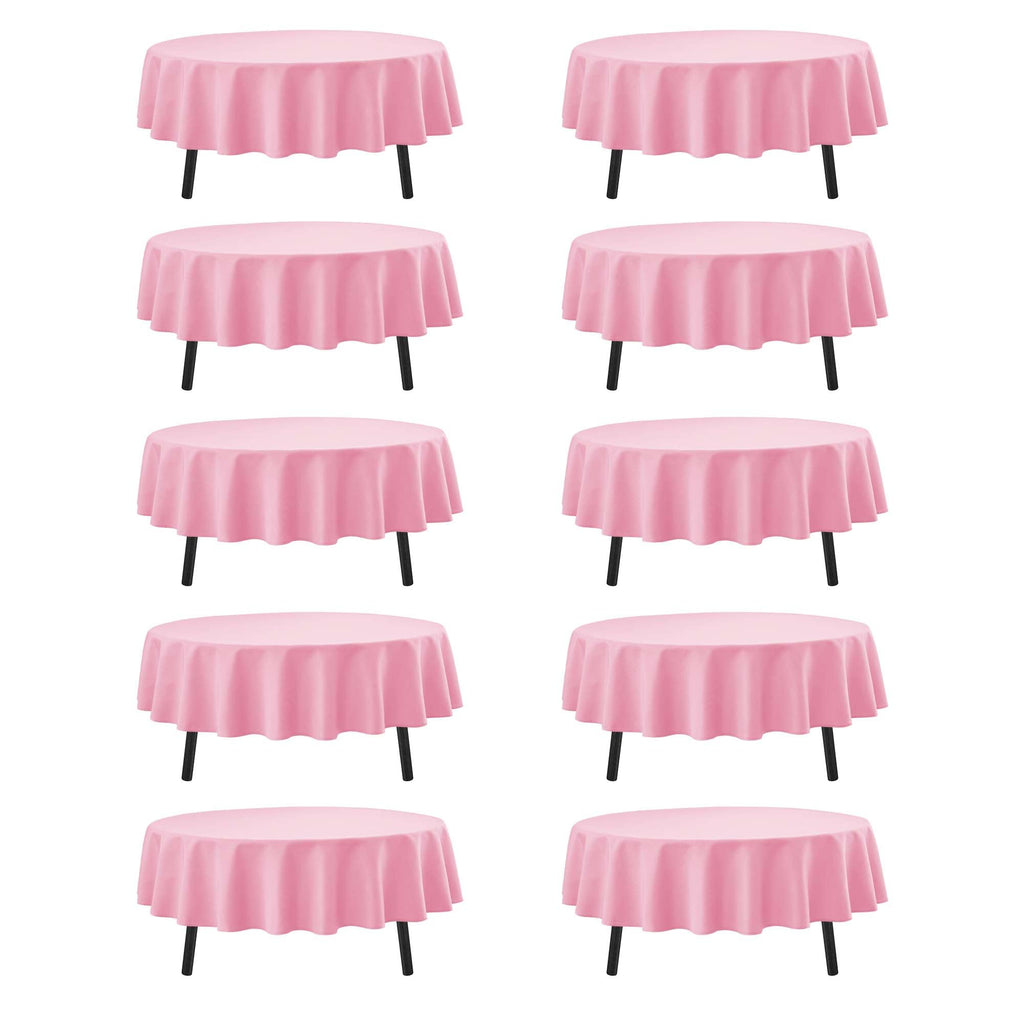 10-Pack Pink Round Tablecloths, 90 in, for 4-5 Ft Round Tables
