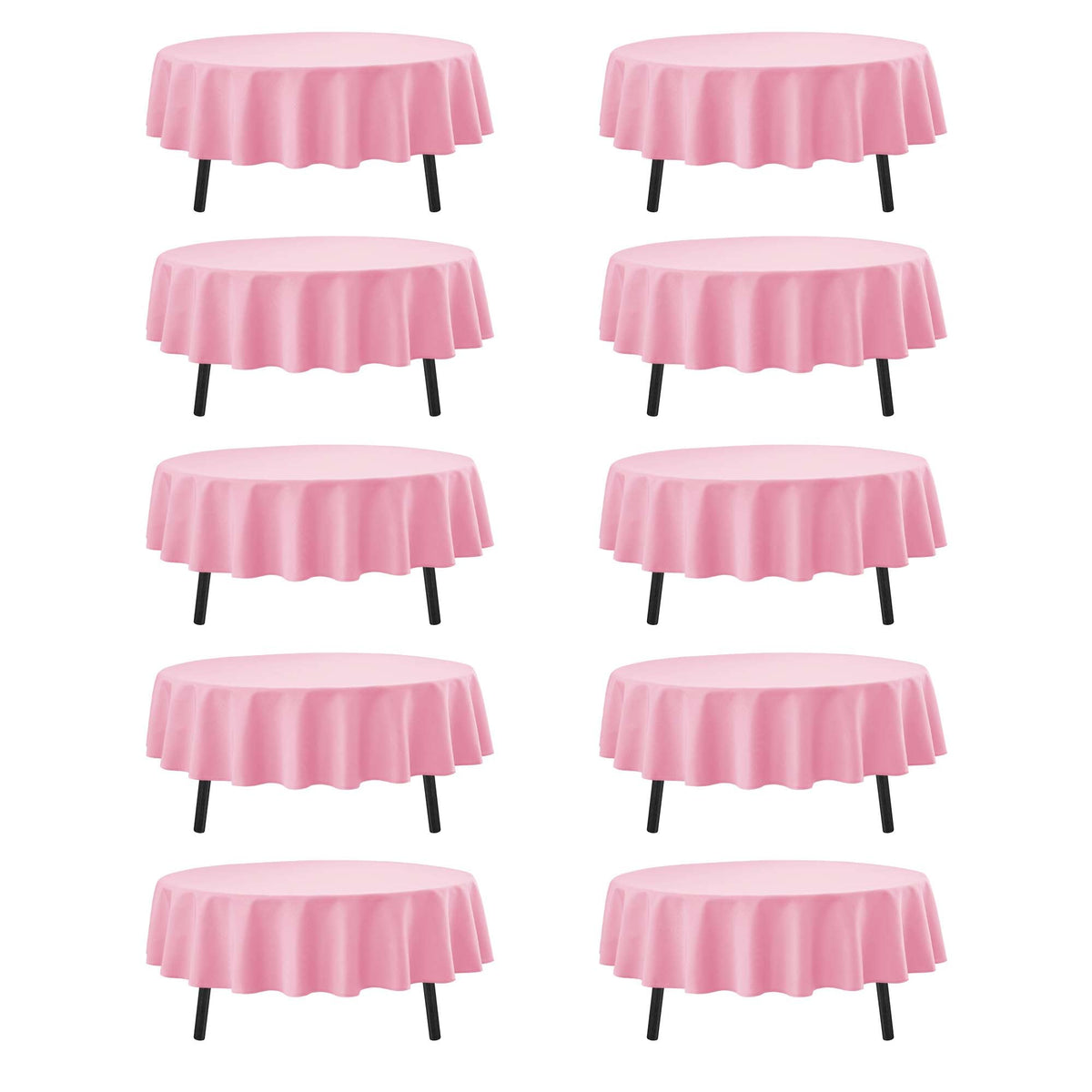 10-Pack Pink Round Tablecloths, 90 in, for 4-5 Ft Round Tables
