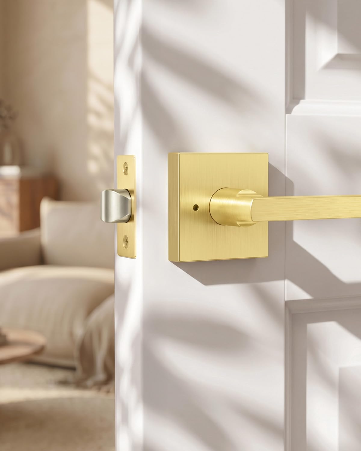 Gold Door Handles Interior, Zinc Alloy Privacy Door Handles, 6 Pack