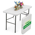 White 4ft Folding Table with Handle | Heavy-Duty Foldable Table | Portable Table for Indoor & Outdoor Use | Perfect
