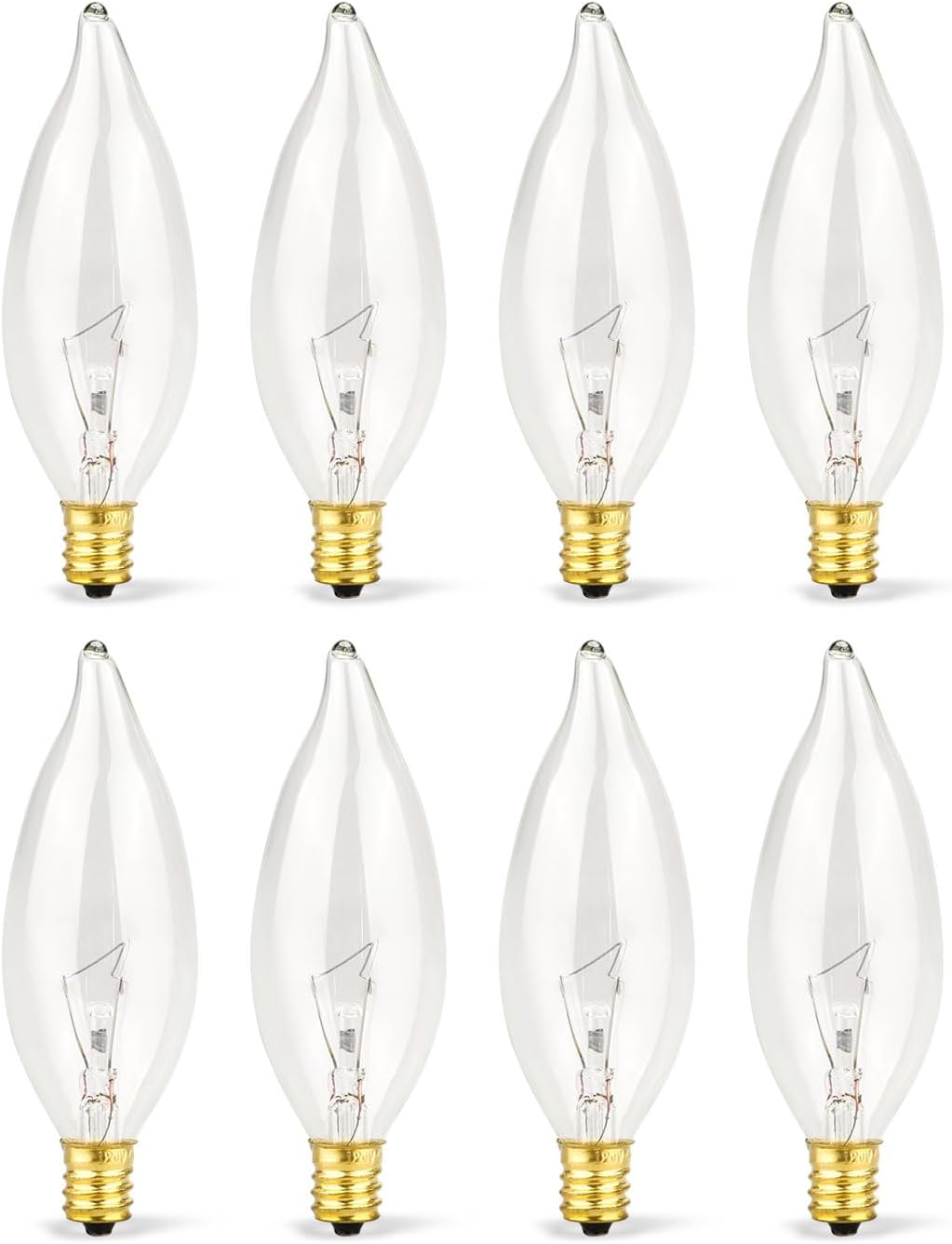 Universal Crystal Clear Incandescent Light Bulb, E12 40W 120V 2500K Light Bulb Replacement, CA10 Candelabra Candle