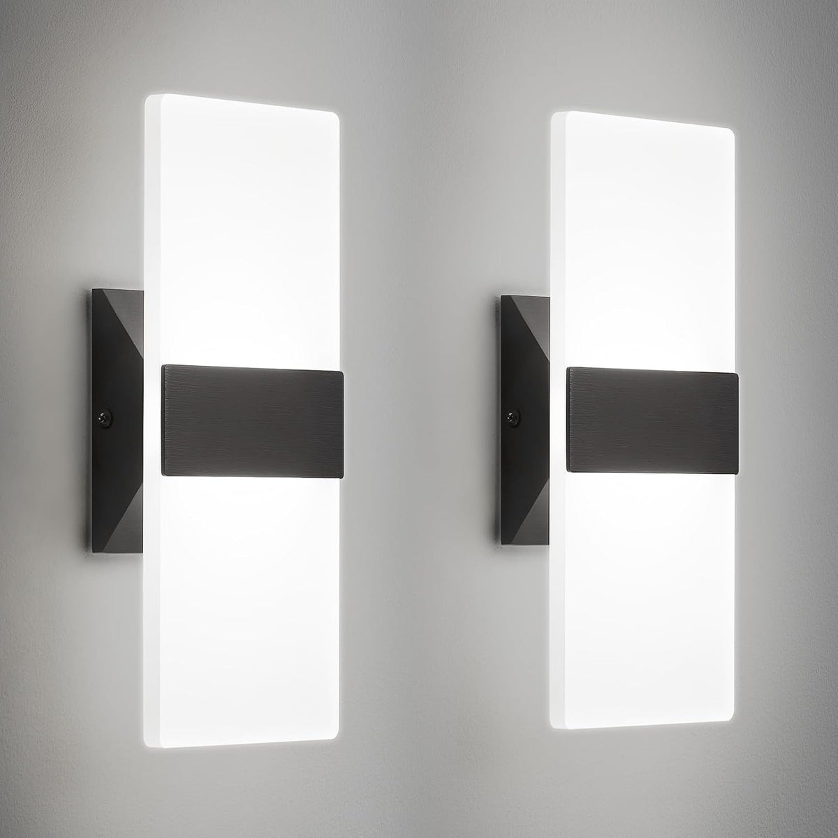 Modern LED Wall Sconces Set of Two, Dimmable Indoor Wall Lights, 5CCT 2700K-5000K Adjustable, Hardwired Acrylic Wall