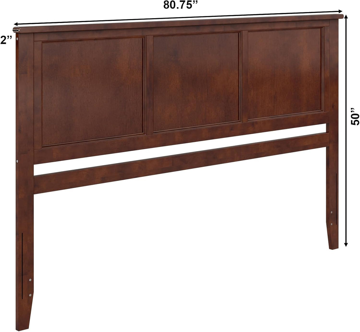 King Solid Wood Panel Headboard, Walnut