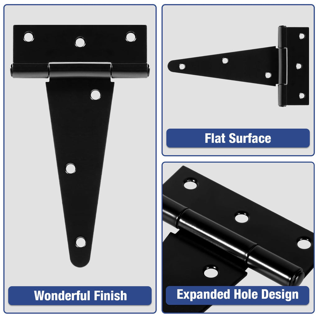 Matte Black T Gate Hinges for Wood Shed Barns 6 Pack 6 Inch 2.5mm