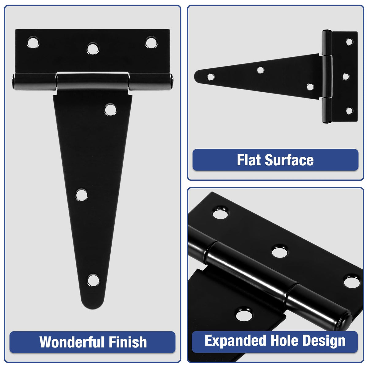 Matte Black T Gate Hinges for Wood Shed Barns 2 Pack 6 Inch 2.5mm