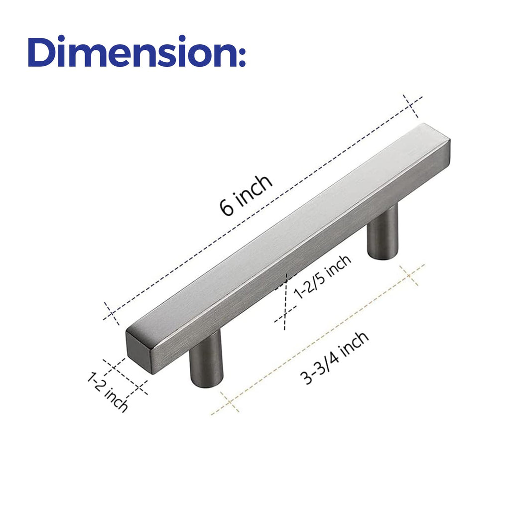 Brushed Nickel Cabinet Hardware Square Pulls, 3.75 Inch, 15 Pack