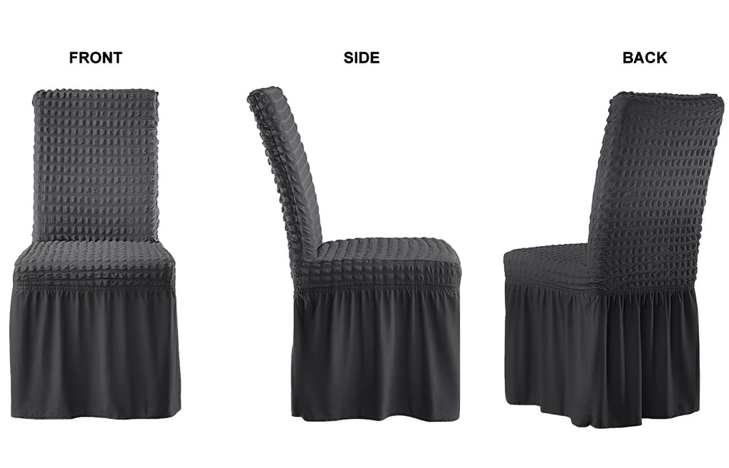 Dorm Chair Cover Dining Chair Slipcover Stretch Washable Skirt 2 Pack Gray