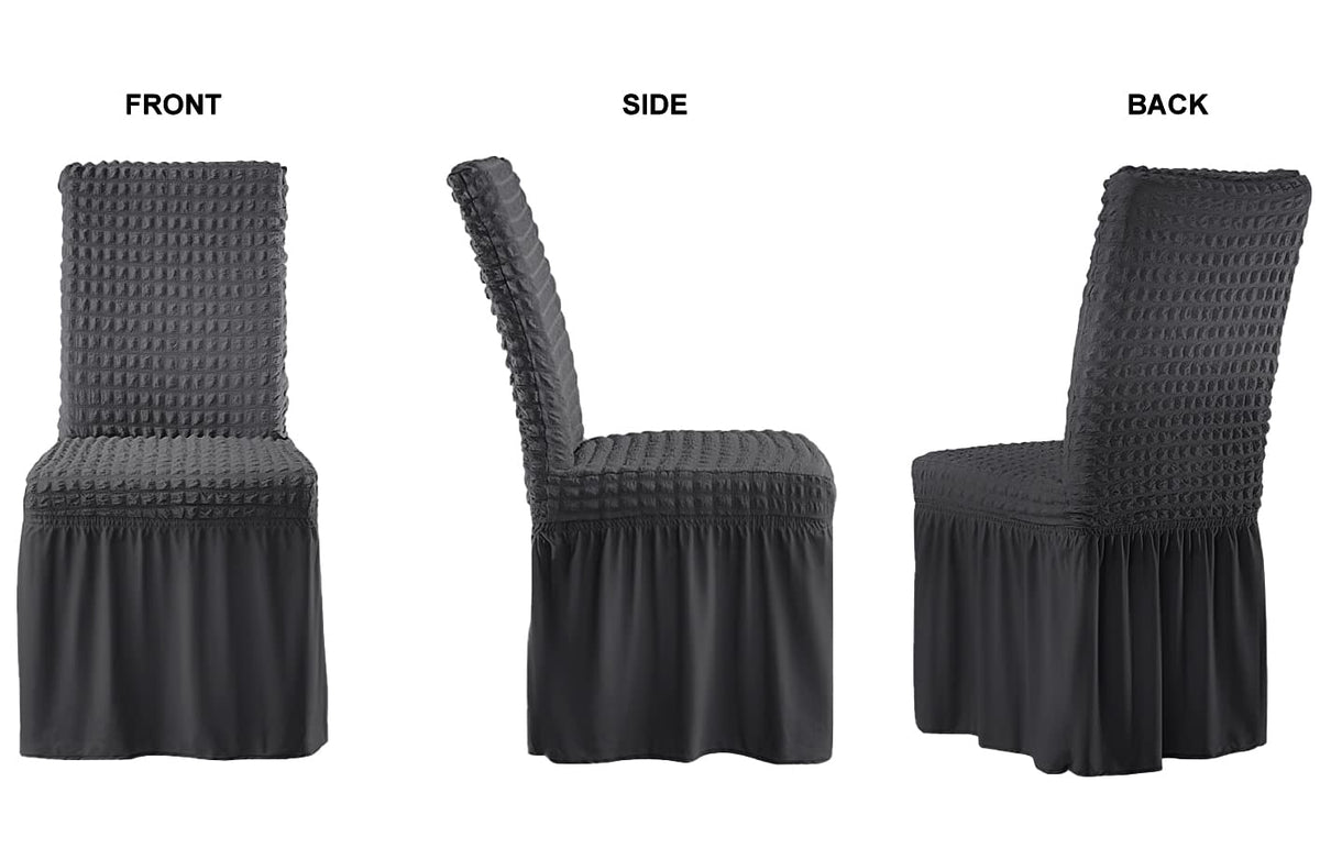 Dorm Chair Cover Dining Chair Slipcover Stretch Washable Skirt 2 Pack Gray