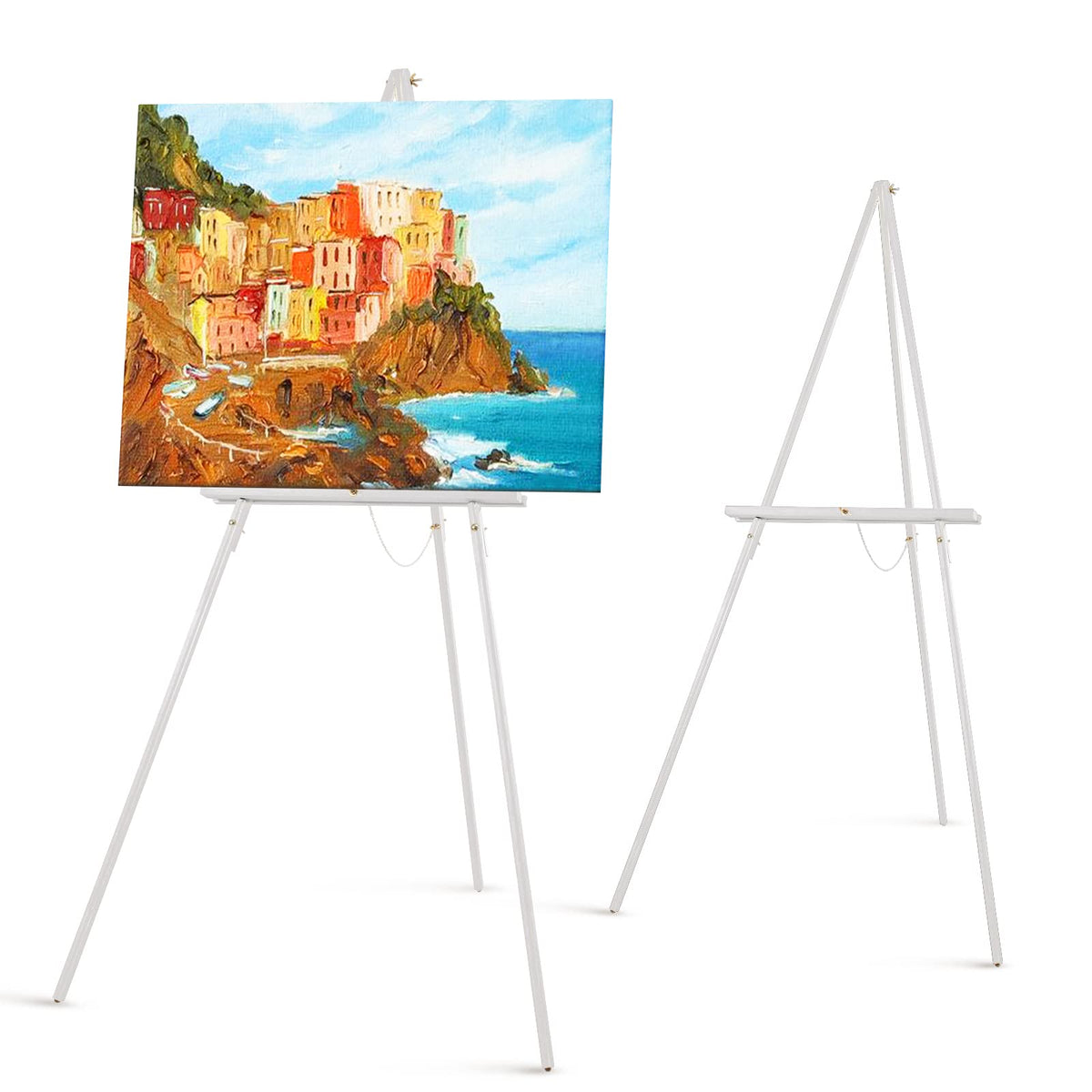 65" A-Frame Wooden Tripod Easel Stand, White, 2 Pack