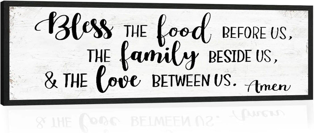 Bless the Food Before Us Wall Decor: Christian Bible Verse Wall Art Farmhouse Kitchen Dining Room Framed laque with
