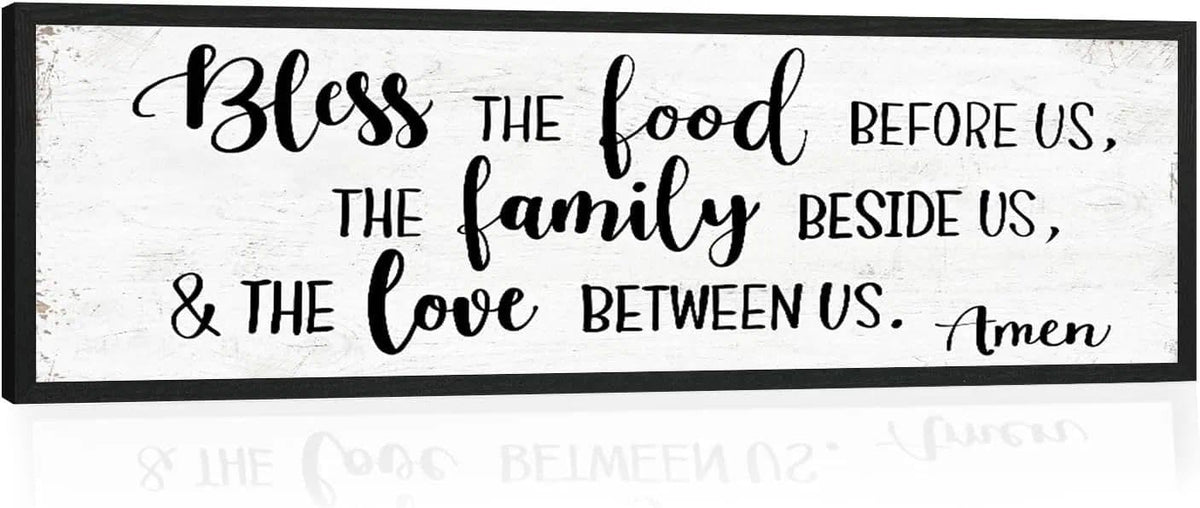 Bless the Food Before Us Wall Decor: Christian Bible Verse Wall Art Farmhouse Kitchen Dining Room Framed laque with