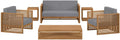 Carlsbad 6-Piece Teak Wood Outdoor Patio Set in Natural/Gray