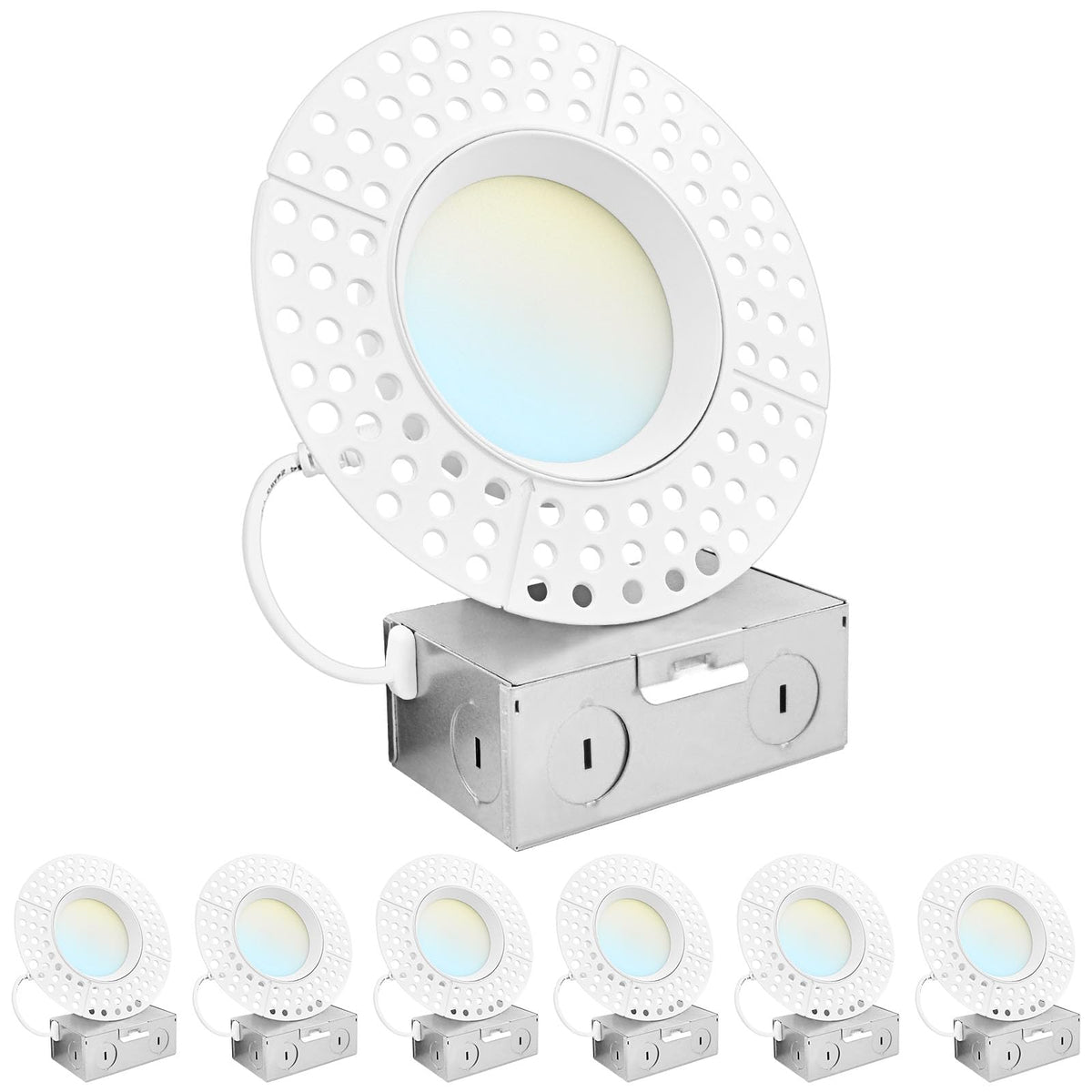 4 Inch Trimless LED Recessed Lights with Junction Box 6 Pack