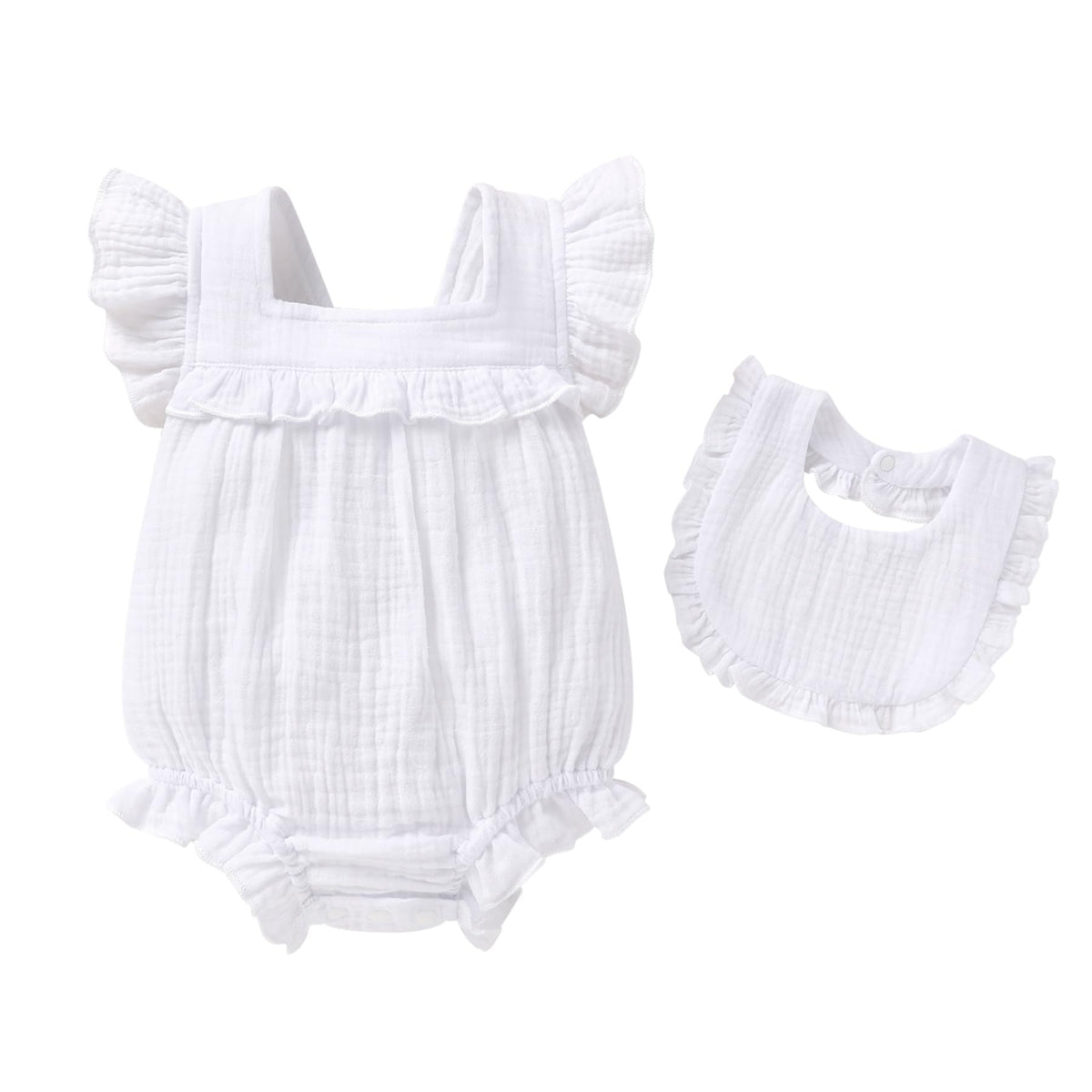 Baby Girl Romper 100% Cotton Ruffle Sleeveless Summer Outfit with Accessory Soft Infant Clothes for Daily Wear